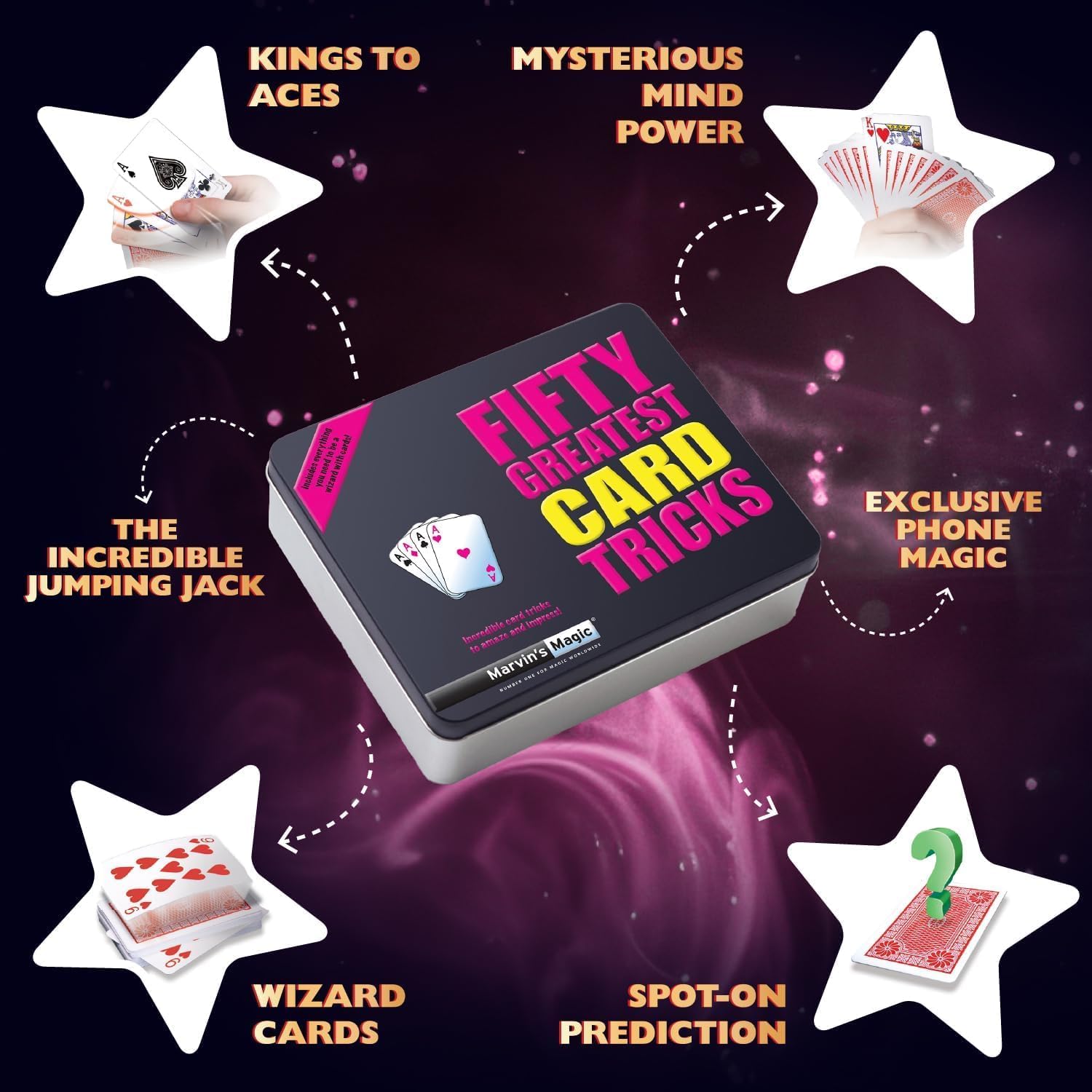 Marvin's Magic Fifty Greatest Card Tricks Set - Kids & Adults Age 8+ | Magic Card Tricks Set, Easy To Learn Illusions, Includes Instruction Guide, For Kids And Adults