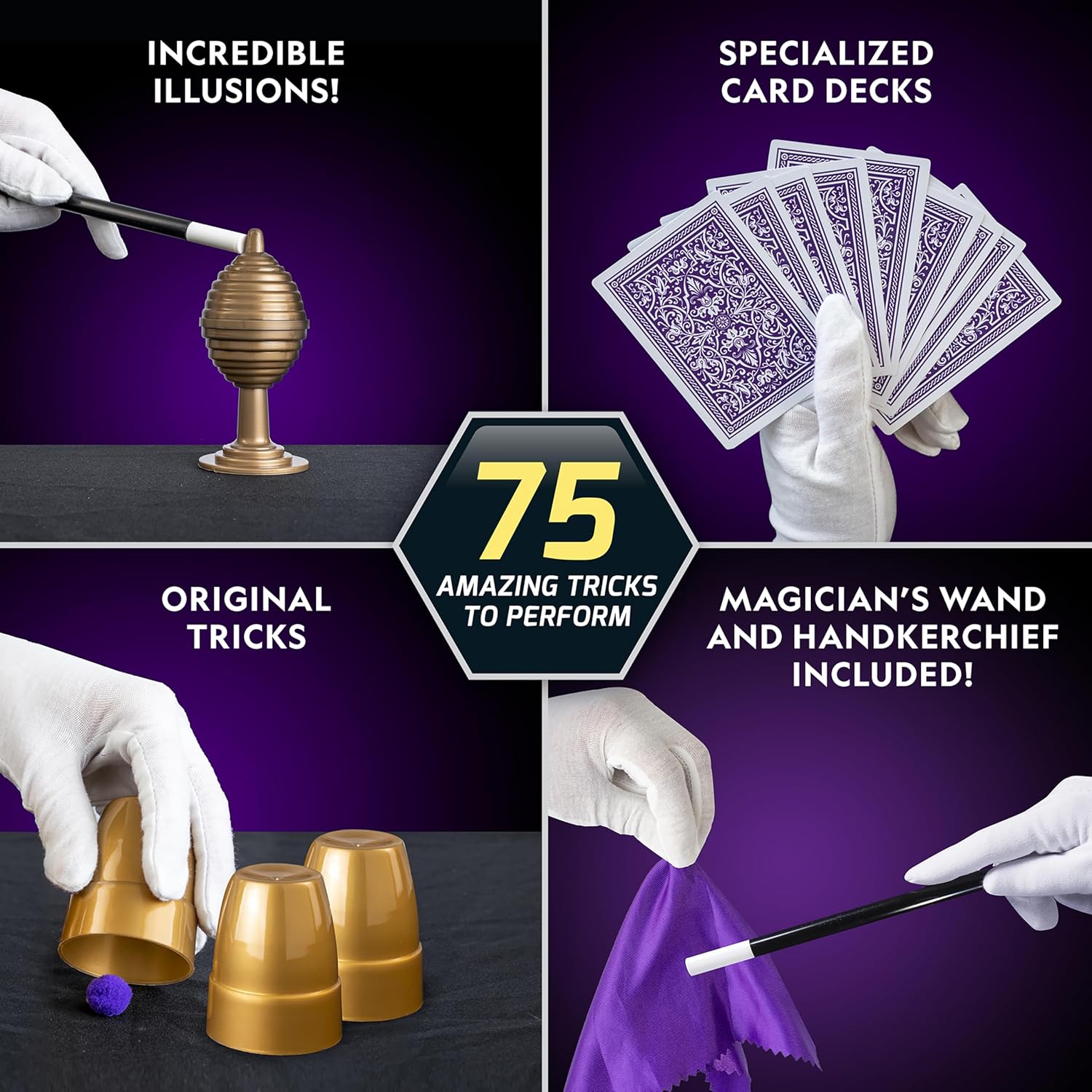 National Geographic Mega Magic Kit with 75+ Tricks for Kids Ages 8-12 | Perform Classic Illusions, Performance Props, STEM Learning, Video Instructions from a Professional Magician, Birthday Gift