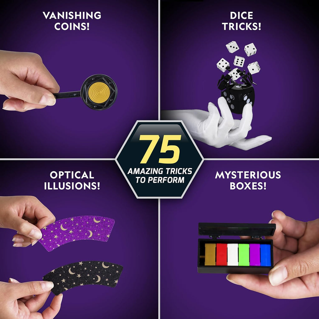 National Geographic Mega Magic Kit with 75+ Tricks for Kids Ages 8-12 | Perform Classic Illusions, Performance Props, STEM Learning, Video Instructions from a Professional Magician, Birthday Gift
